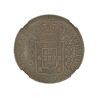 1787-L BRAZIL 640 REIS SILVER COIN