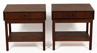 PAIR OF MID-CENTURY MODERN JACK CARTWRIGHT FOR FOUNDERS WALNUT END TABLES