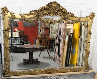Large Gilt and Gessoed Over Mantel Mirror.