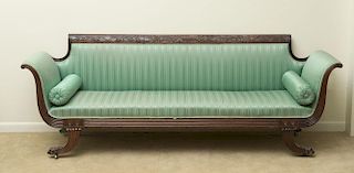 FEDERAL CARVED MAHOGANY SETTEE
