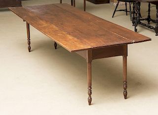PINE AND BIRCH DROP-LEAF HARVEST TABLE