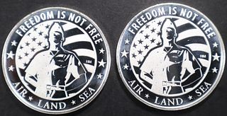 (2) 1oz .999 SILVER AMAC FREEDOM NOT FREE ROUNDS