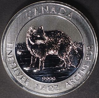2014 1.5 oz CANADIAN ARCTIC FOX .9999 SILVER RD