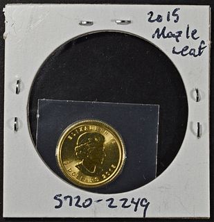 2015 CANADA $5  1/10 OZ GOLD MAPLE LEAF