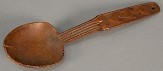 Carved wooden spoon with hearts, probably Pennsylvania, 18th-19th century.