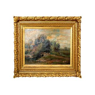 Antique Pastoral Oil Painting on Canvas
