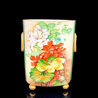 WG & Co Limoges Porcelain Footed Cache Pot Vase