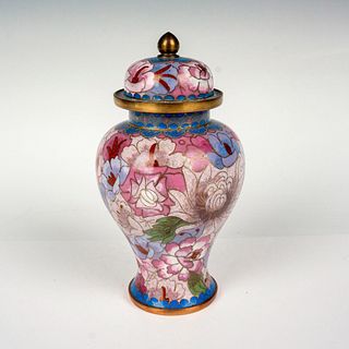 Chinese Cloisonne Floral Covered Urn