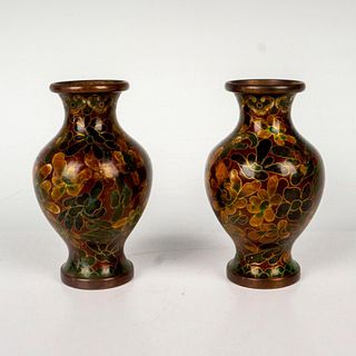 Pair of Chinese Cloisonne Floral Vases