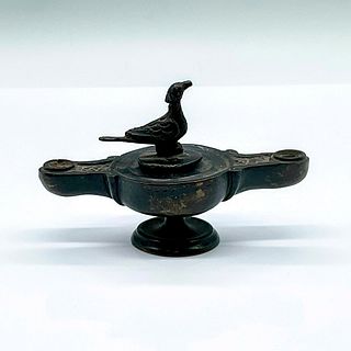 Antique Bronze Miniature Oil Lamp