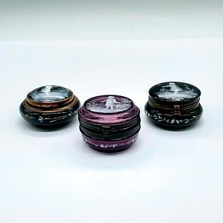 3pc Mary Gregory Cameo Colored Glass Ink pots
