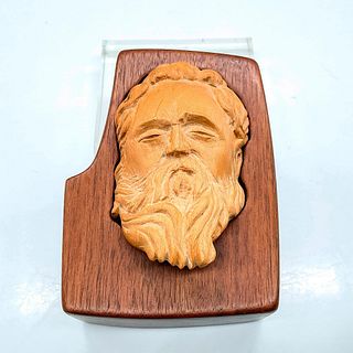 Walnut Box with Hand-Made Man's Face, Signed Roger Bartlett