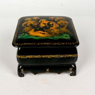 Vintage Russian A. Serov Lacquer Covered Box, Golden Hair