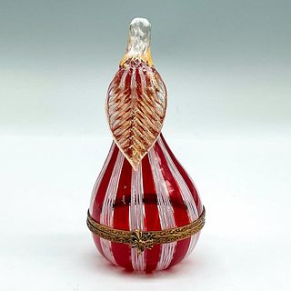 Red and White Glass Pear Treasure Box