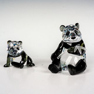 Pair of Swarovski Crystal Society Figurines, Pandas