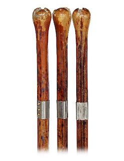 65. Bull Pizzle Cane -Ca. 1900 -The cane is fashioned of a stretched and dried bull penis on a steel core. It has a pleasing 