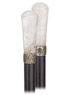 114. Classic Hard Stone Dress Cane -Early 1900s -Straight and tapering rock crystal handle with a fascinating natural structu