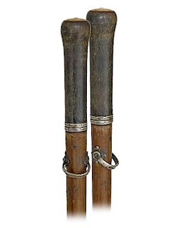 119. Early Nobleman’s Cane -Ca. 1800 -Longer horn handle plain turned in a classic knob shape with a stretching, cylindrica