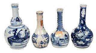 Four Small Chinese Blue and White Vases