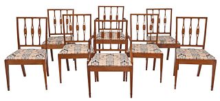 Set of Eight Southern Federal Inlaid Cherry Dining Chairs, Bull Hill Plantation Provenance