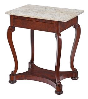 American Late Classical Figured Mahogany Work Table