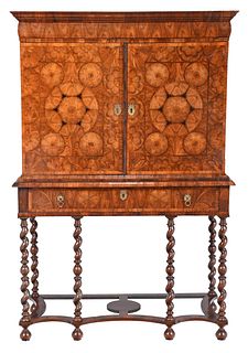 British William and Mary Oyster Veneer Cabinet on Later Stand