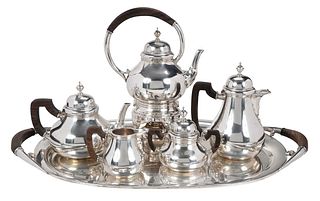 Six Piece Mexican Sterling Tea Service and Tray