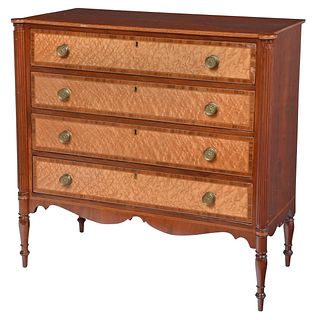 New England Federal Bird's Eye Maple Inlaid Chest of Drawers