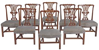 Rare Set of Eight New York Chippendale Carved Mahogany Dining Chairs