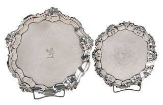 Two George II English Silver Trays
