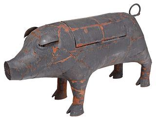 Large Folk Art Patchwork Pig Form Smoker