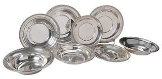 Eight Sterling Bowls and Plates