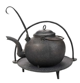Cast Iron Teapot and Stand