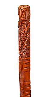 83. Thomas Jefferson Folk Art Cane- Late 19th Century- A high relief Jefferson cane which was carved for Henry Conrad, variou