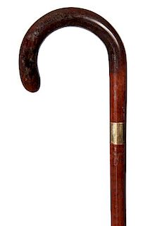171. Sam’s Gold Dress Cane- Ca. 1920- A nice sturdy cane with a 14 kt gold collar inscribed “Sam” , snakewood shaft and