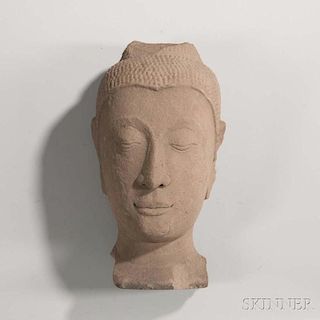 Sandstone Buddha Head 砂岩材質佛頭雕塑