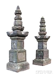 Pair of Monumental Stone Pagodas 古蹟石佛塔一對