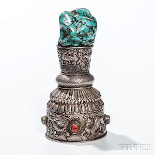 Tribal Silver Repousse Temple Stamp 銀質印章