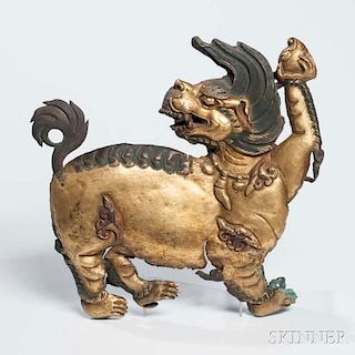 Gilt-copper Alloy Repousse Buddhist Lion 鎦金獅子