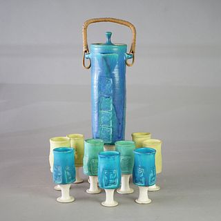 Mid Century Modern Ten Piece Studio Art Pottery Cider Set C1960’s