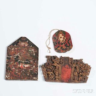Three Fragments from Portable Shrines 佛堂飾物一組