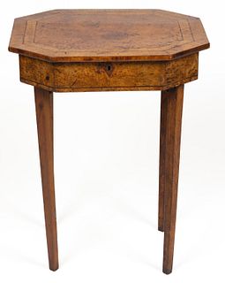 ENGLISH REGENCY FIGURED MAPLE SEWING STAND