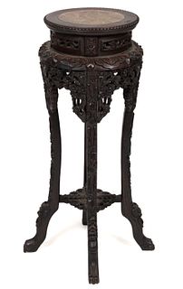 CHINESE PIERCE-CARVED ROSEWOOD FERN STAND