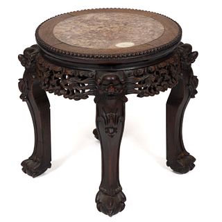 CHINESE PIERCE-CARVED MAHOGANY STAND TABLE
