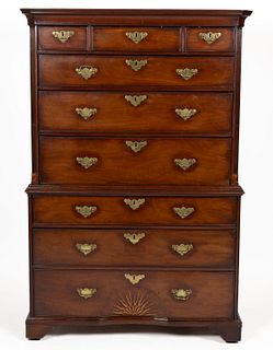 GEORGE III INLAID MAHOGANY CHEST ON CHEST