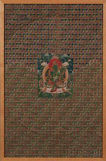 Thangka Depicting Green Tara with Her Manifestations 綠度母唐卡