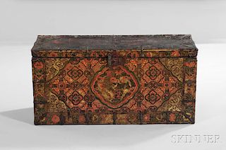 Gilded and Paint-decorated Wooden Trunk 彩繪儲物木箱