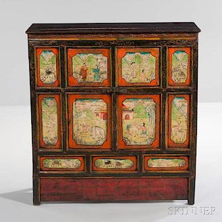 Paint-decorated Wooden Cabinet 彩繪木櫃