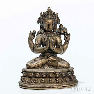 Bronze Figure of Four-armed Sadaksari Avalokitesvara 青銅四臂觀音造像