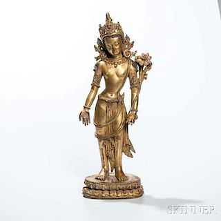 Gilt-bronze Figure of Avalokitesvara Padmapani 銅鎏金觀音造像